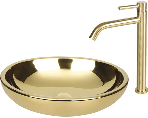 Tvättställsblandare och tvättställsskål av sanitetskeramik