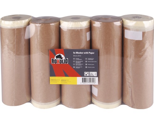 Maskeringstejp ROXOLID Papper standard Beige Brun 300mm 25m 5-pack