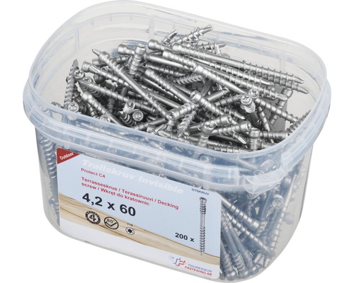 Transparent låda med trallskruv 4,2 x 60 millimeter