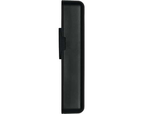 Smal, rektangulär svart låda med justeringsratt på sidan