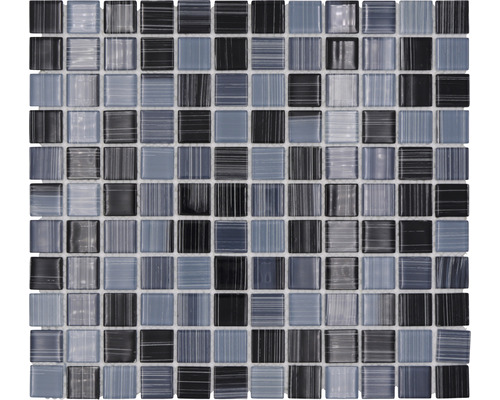 Mosaik glas Strich svart vit 30,2x32,7 cm
