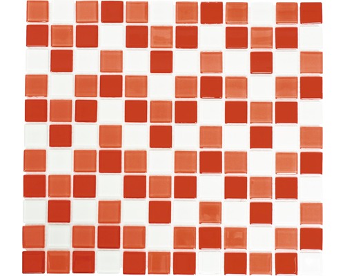 Mosaik glas röd vit mix 30,2x32,7 cm