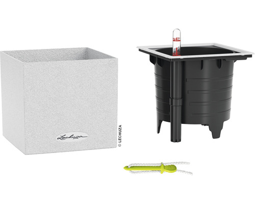 Lechuza Cube Glossy ytterkruka med bevattningsinsats och vattennivåindikator