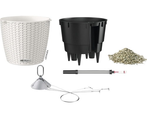 Komplett Lechuza blomkruka set med växtinsats, substrat och vattennivåindikator