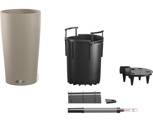 Hög blomkruka med bevattningssystem och tillbehör