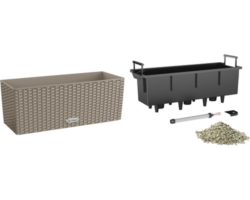 Blomlåda med bevattningssystem, vattennivåindikator och växtgranulat