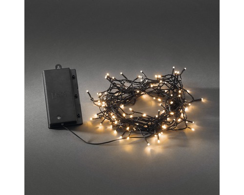 Ljusslinga KONSTSMIDE 240 bärnstensfärgade LED batteridriven 2,39m sladdfärg svart inkl. timer IP44 Batteridriven ljusslinga med varmvita LED-lampor