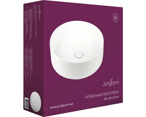 Jungborn tvättställsskål IMION 40 x 40 x 12 cm i produktförpackning