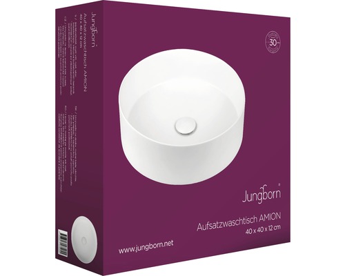 Jungborn Amion tvättställsskål 40 x 40 x 12 centimeter i produktförpackning