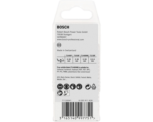 Förpackning med Bosch sticksågblad