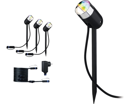 Trädgårdsbelysningsset med markspett, kontakt och kabel