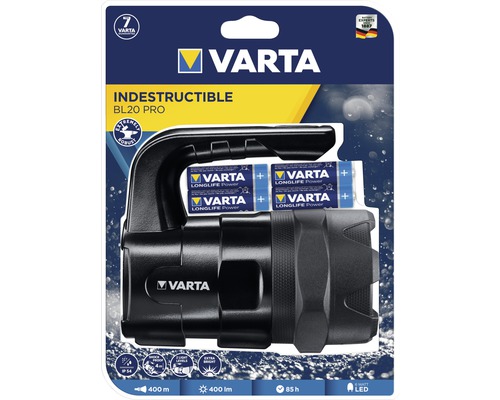 Varta Indestructible BL20 Pro ficklampa med batterier i förpackning