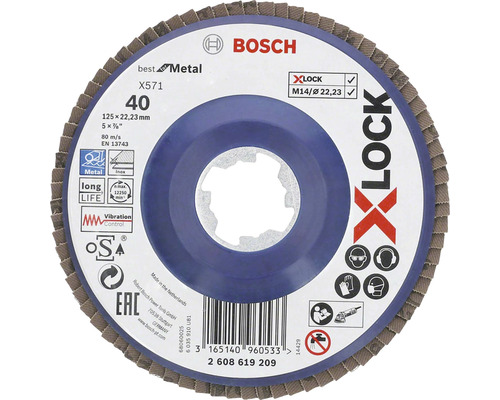 Lamellslipskiva BOSCH Best for Metal Ø 125x22,23mm K40 X-LOCK-fäste Bosch lamellrondell 125x22,23 millimeter korn 40 för metall