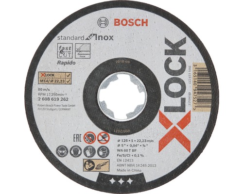 Kapskiva BOSCH Standard för Inox Ø 125x22,23x1mm X-LOCK-fäste