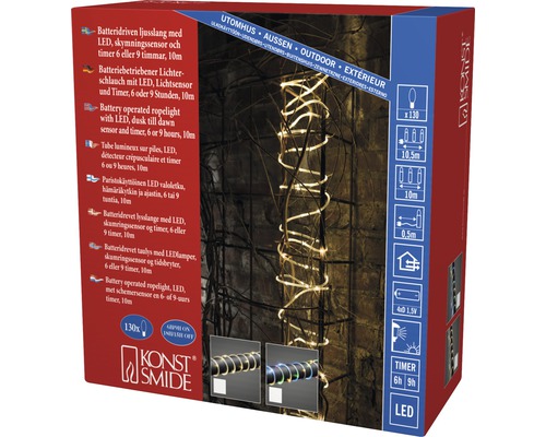Förpackning för batteridriven LED ljusslang med skymningssensor och timer för utomhusbruk