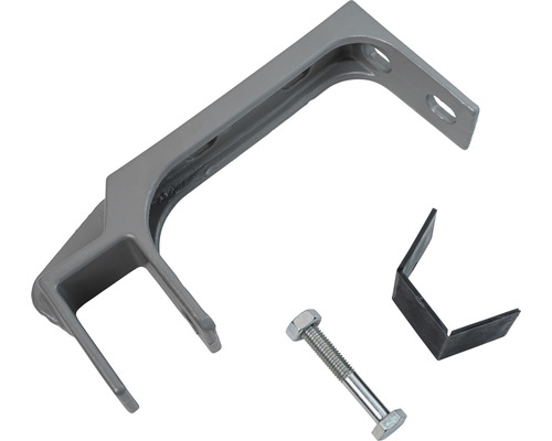 Grått fäste med skruv och vinkel