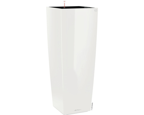 Självvattnande blomkruka LECHUZA Cubico 40 plast 40x40x105cm vit inkl. substrat Hög, vit blomkruka med bevattningssystem