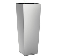 Självvattnande blomkruka LECHUZA Cubico 40 plast 40x40x105cm silver inkl. substrat
