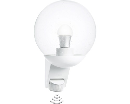 Vit utomhuslampa med rörelsesensor och sfärisk lampskärm