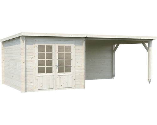 Trädgårdshus i trä med markis