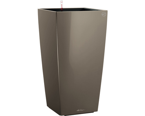 Självvattnande blomkruka LECHUZA Cubico 22 plast 22x22x41cm beige inkl. substrat Hög, fyrkantig blomkruka av plast