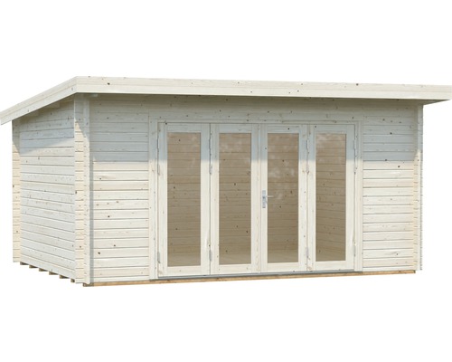 Trädgårdshus i trä med glasdörrar