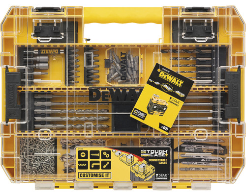 Dewalt verktygslåda med borrar, bits och sågblad