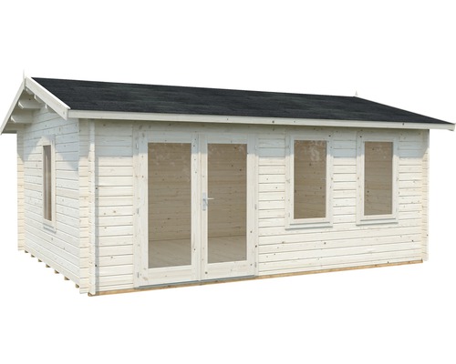 Trädgårdshus i trä med fönster och dubbeldörr