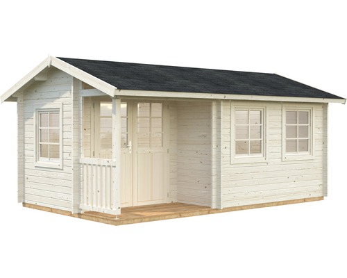 Trädgårdshus i trä med fönster och dörr