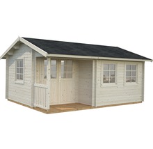 Trädgårdshus i trä med fönster och dörr