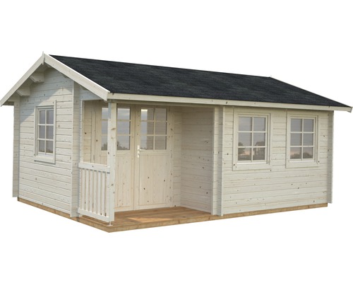 Trädgårdshus i trä med fönster och dörr