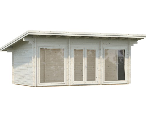 Trädgårdshus i trä med dubbeldörr och fönster