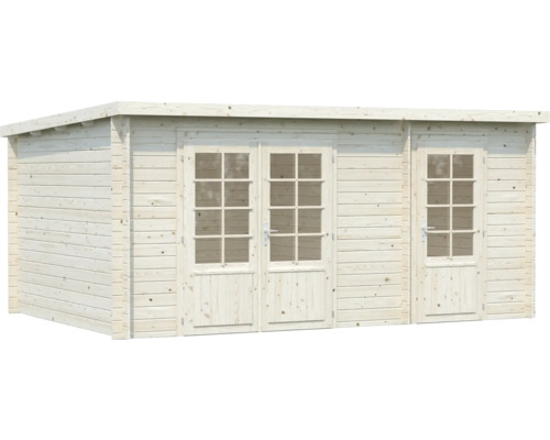 Trädgårdshus i trä med fönsterdörrar