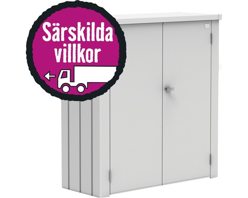 Metallförrådsskåp med symbol för särskilda villkor