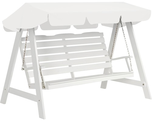 Vit trädgårdsgunga med soltak