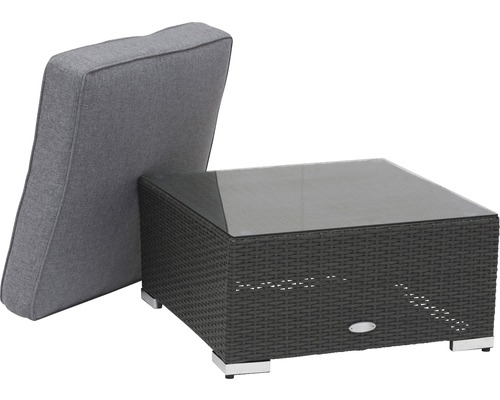 Trädgårdsbord med glasskiva och sittdyna