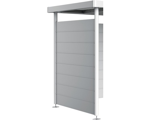 Sidovägg BIOHORT för sidotak till redskapsboden HighLine H2 silver-metallic Uteplats skärm med horisontella lameller