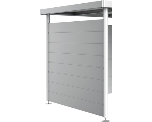 Sidovägg BIOHORT för sidotak till redskapsboden HighLine H4 silver-metallic Insynsskydd med horisontella paneler och metallram