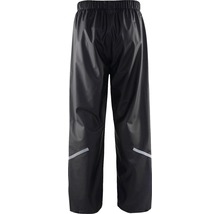 Svarta regnbyxor med elastisk midja och reflexdetaljer.