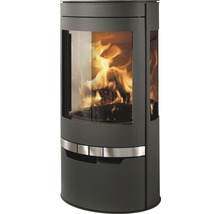 Kamin med glasfönster och vedeldning