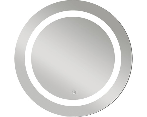 DSK LED-spegel Silver Sun aluminiumram Ø59cm