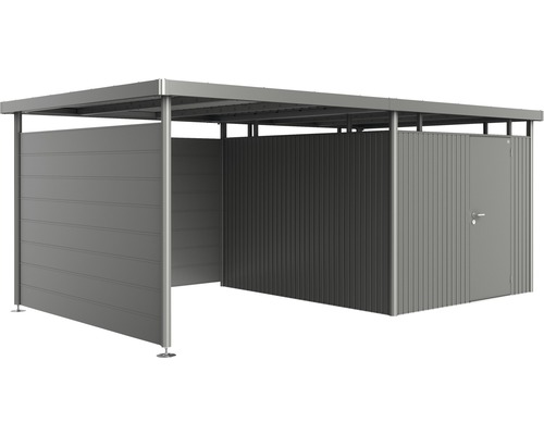 Övertäckt cykelställ med förvaringsdörr