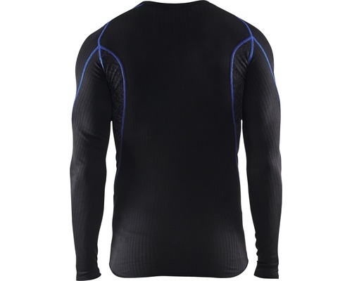 Svart funktionströja med lång ärm och blå detaljer