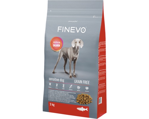 Hundmat FINEVO Sensitive Dog lax spannmålsfritt 3kg Finevo torrfoder för hundar med lax för känsliga hundar, 3 kilogram