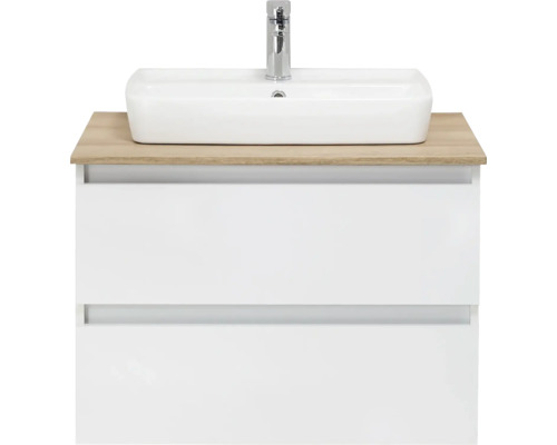 Tvättställsskåp med tvättställsskål och två lådor