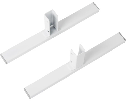 Två vita bordsben i metall