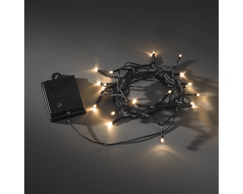 Ljusslinga KONSTSMIDE 1,9m 20 bärnstensfärgade LED sensor/timer IP44 Batteridriven ljusslinga med små, lysande glödlampor