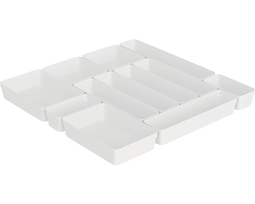 Set med variabla lådinsatser för flexibel lådindelning