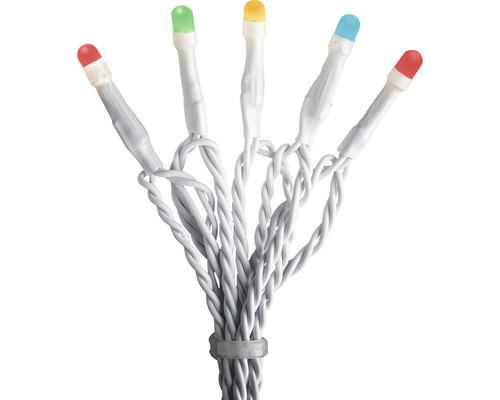 LED ljusslinga med flerfärgade ljus och vit kabel