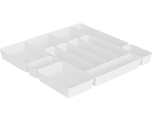 Set med vita lådorganiserare för lådor